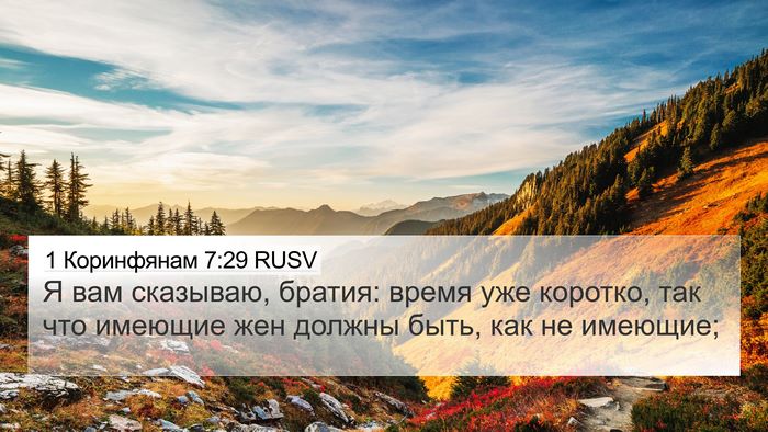 1 Коринфянам 7:29 RUSV Bible Verse Image