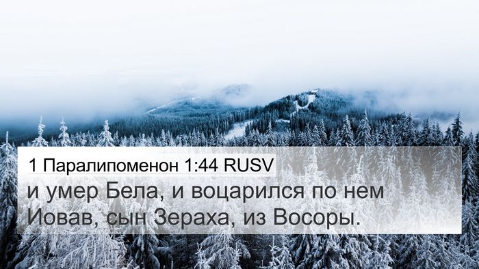 1 Паралипоменон 1:44 RUSV 4K Wallpaper - и умер Бела, и воцарился по - 4K Wallpaper Bible Verse