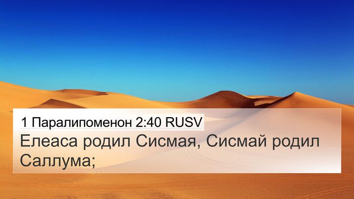 1 Паралипоменон 2:40 RUSV 4K Wallpaper - Елеаса родил Сисмая, - 4K Wallpaper Bible Verse