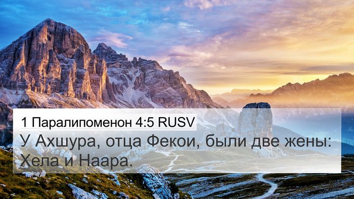 1 Паралипоменон 4:5 RUSV 4K Wallpaper - У Ахшура, отца Фекои, были - 4K Wallpaper Bible Verse