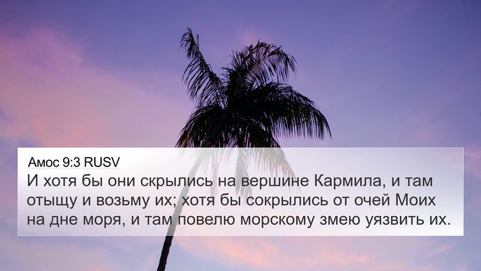 Амос 9:3 RUSV Bible Verse Image