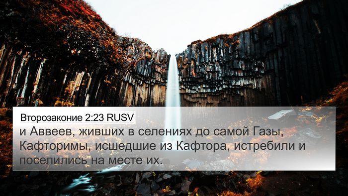 Второзаконие 2:23 RUSV Bible Verse Image