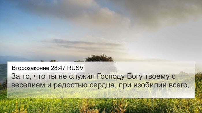 Второзаконие 28:47 RUSV Bible Verse Image