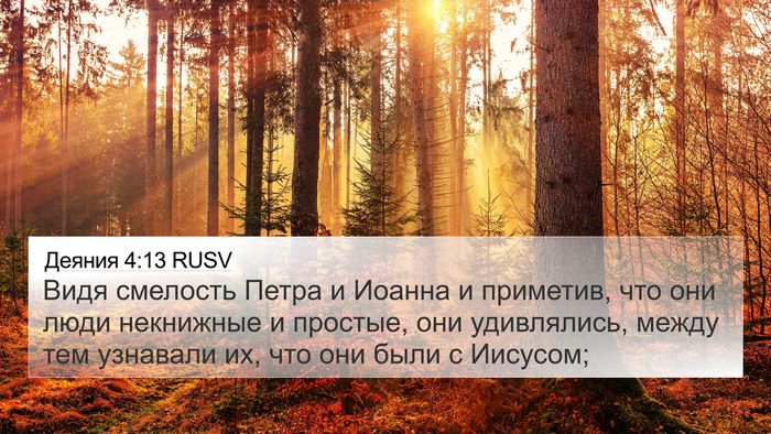 Деяния 4:13 RUSV Bible Verse Image