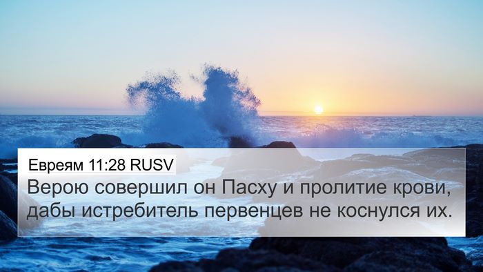 Евреям 11:28 RUSV Bible Verse Image