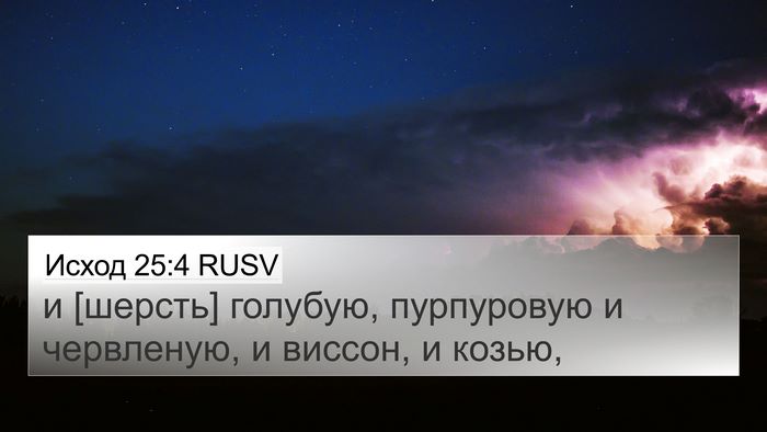 Исход 25:4 RUSV Bible Verse Image