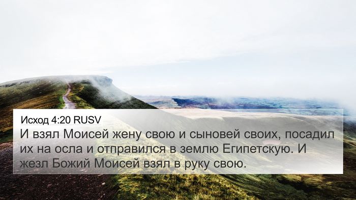 Исход 4:20 RUSV Bible Verse Image