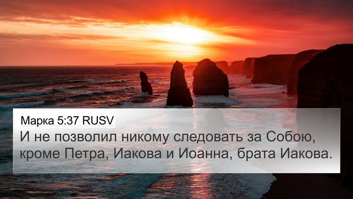 Марка 5:37 RUSV Bible Verse Image