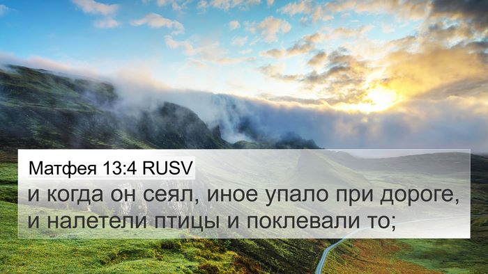 Матфея 13:4 RUSV 4K Wallpaper - и когда он сеял, иное упало - 4K Wallpaper Bible Verse