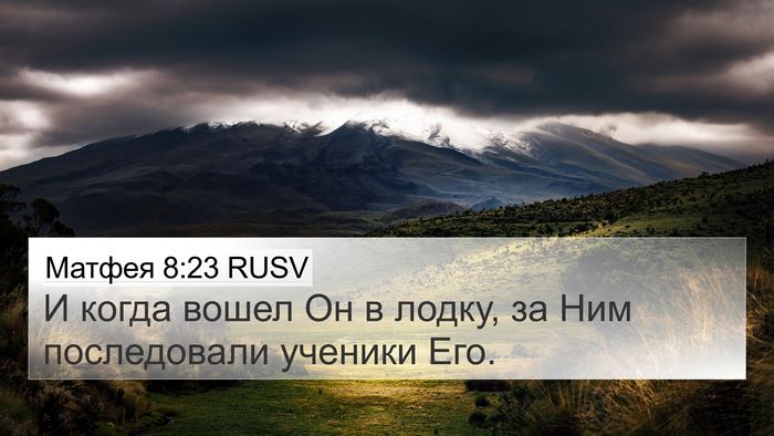 Матфея 8:23 RUSV Bible Verse Image