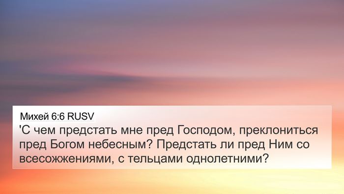 Михей 6:6 RUSV Bible Verse Image