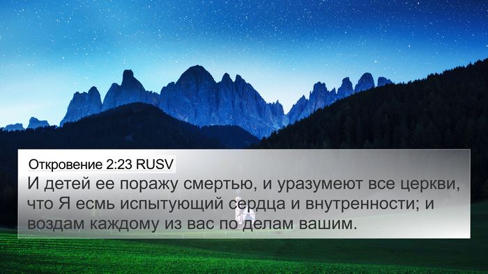 Откровение 2:23 RUSV Bible Verse Image