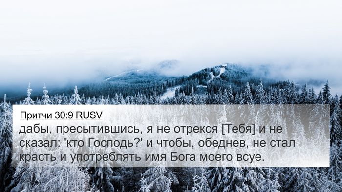 Притчи 30:9 RUSV Bible Verse Image