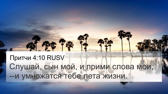 Притчи 4:10 RUSV Bible Verse Image