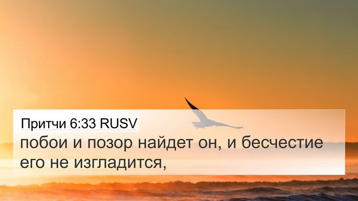 Притчи 6:33 RUSV Bible Verse Image