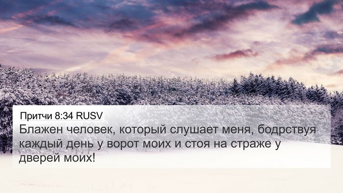 Притчи 8:34 RUSV Bible Verse Image