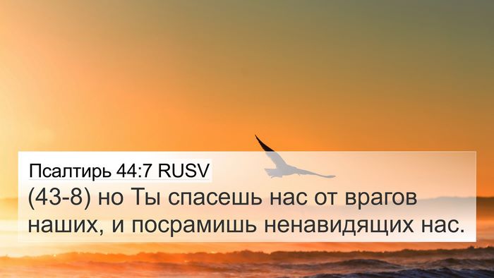 Псалтирь 44:7 RUSV 4K Wallpaper - (43-8) но Ты спасешь нас от - 4K Wallpaper Bible Verse