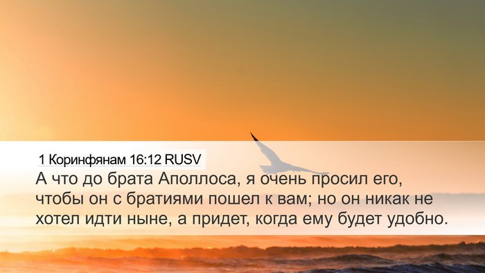 1 Коринфянам 16:12 RUSV Bible Verse Image