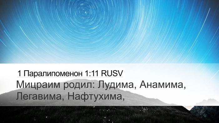 1 Паралипоменон 1:11 RUSV Desktop Wallpaper - Мицраим родил: Лудима, - Desktop Bible Verse Wallpaper