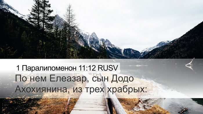 1 Паралипоменон 11:12 RUSV Desktop Wallpaper - По нем Елеазар, сын Додо - Desktop Bible Verse Wallpaper