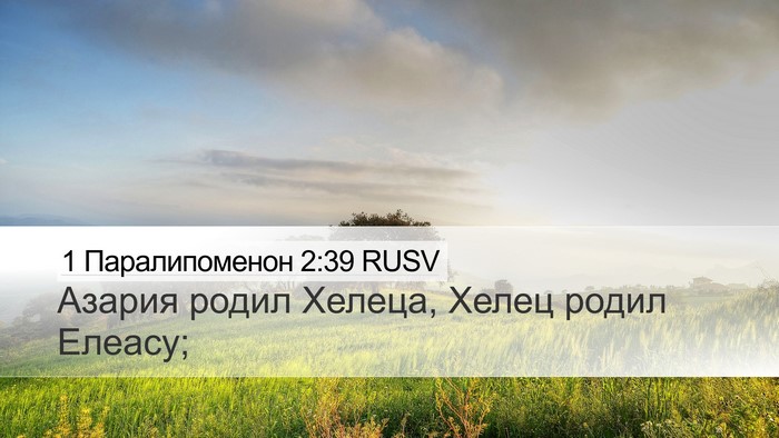 1 Паралипоменон 2:39 RUSV Desktop Wallpaper - Азария родил Хелеца, Хелец - Desktop Bible Verse Wallpaper