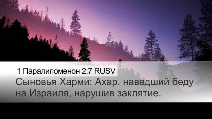 1 Паралипоменон 2:7 RUSV Bible Verse Image