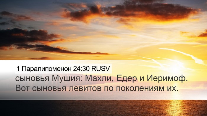 1 Паралипоменон 24:30 RUSV Desktop Wallpaper - сыновья Мушия: Махли, Едер - Desktop Bible Verse Wallpaper