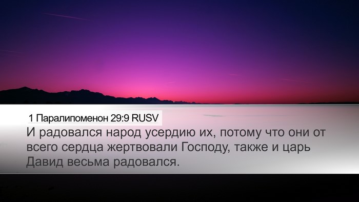 1 Паралипоменон 29:9 RUSV Bible Verse Image