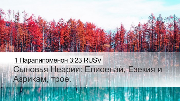 1 Паралипоменон 3:23 RUSV Desktop Wallpaper - Сыновья Неарии: Елиоенай, - Desktop Bible Verse Wallpaper