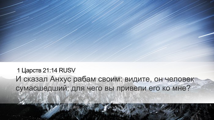 1 Царств 21:14 RUSV Desktop Wallpaper - И сказал Анхус рабам своим: - Desktop Bible Verse Wallpaper