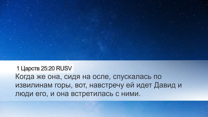 1 Царств 25:20 RUSV Desktop Wallpaper - Когда же она, сидя на осле, - Desktop Bible Verse Wallpaper