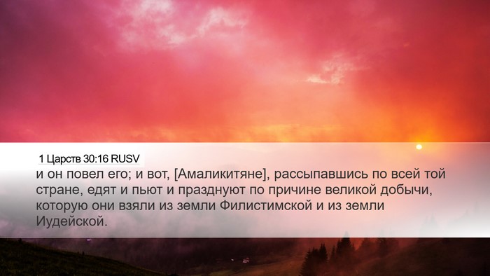 1 Царств 30:16 RUSV Bible Verse Image