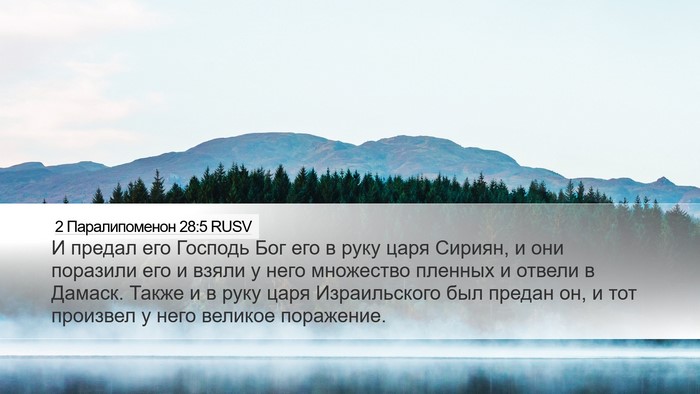 2 Паралипоменон 28:5 RUSV Bible Verse Image