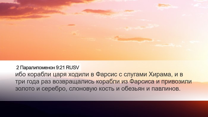 2 Паралипоменон 9:21 RUSV Bible Verse Image