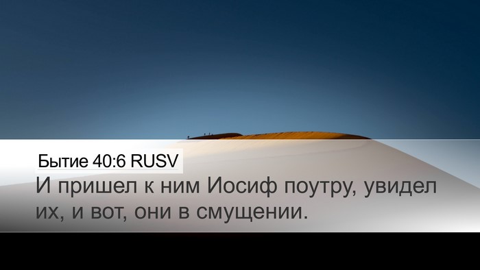 Бытие 40:6 RUSV Desktop Wallpaper - И пришел к ним Иосиф - Desktop Bible Verse Wallpaper