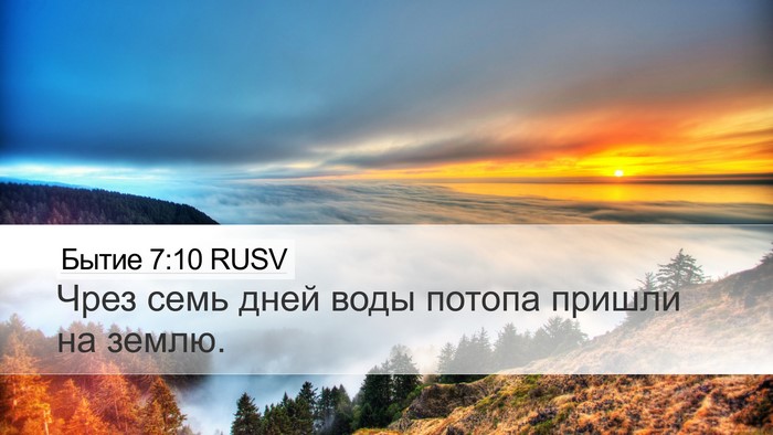 Бытие 7:10 RUSV Desktop Wallpaper - Чрез семь дней воды потопа - Desktop Bible Verse Wallpaper