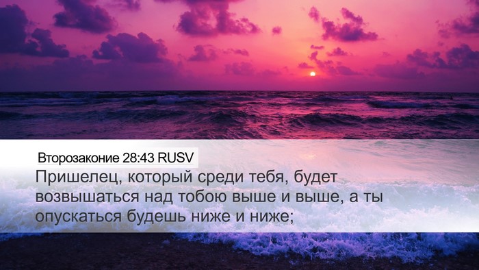 Второзаконие 28:43 RUSV Bible Verse Image