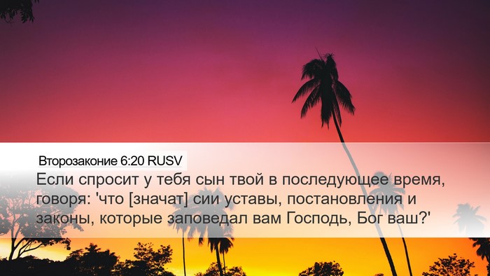 Второзаконие 6:20 RUSV Bible Verse Image