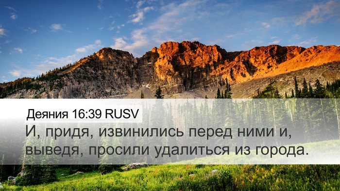 Деяния 16:39 RUSV Bible Verse Image