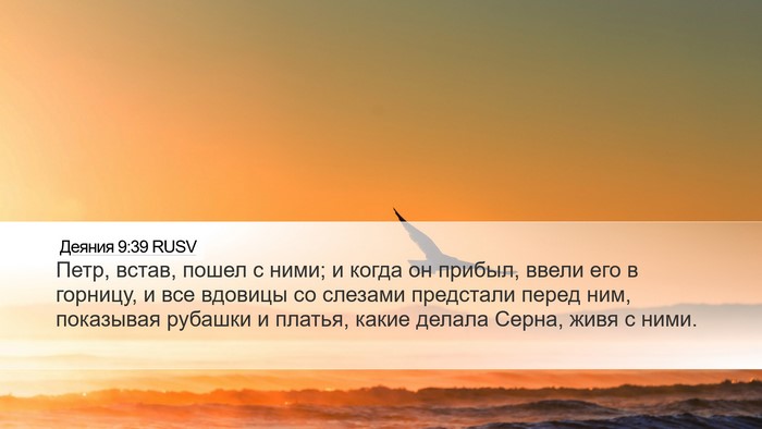 Деяния 9:39 RUSV Bible Verse Image
