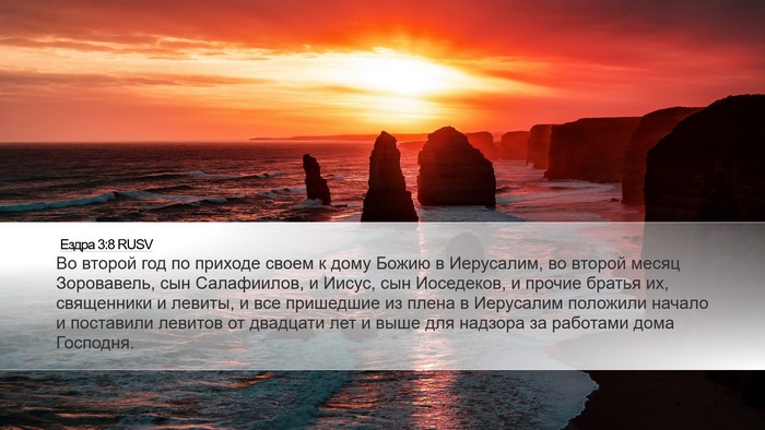 Ездра 3:8 RUSV Bible Verse Image