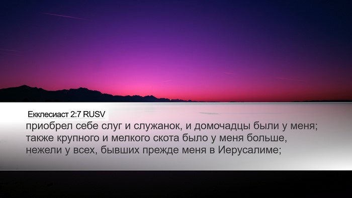 Екклесиаст 2:7 RUSV Desktop Wallpaper - приобрел себе слуг и - Desktop Bible Verse Wallpaper