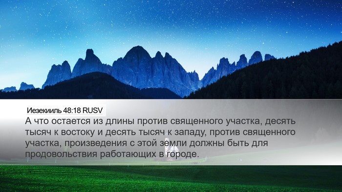 Иезекииль 48:18 RUSV Bible Verse Image