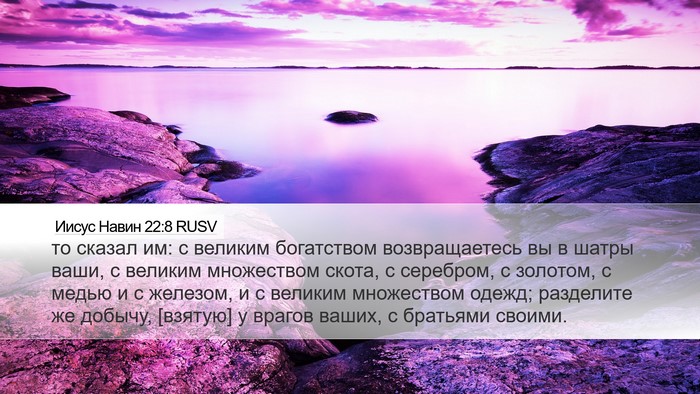 Иисус Навин 22:8 RUSV Desktop Wallpaper - то сказал им: с великим - Desktop Bible Verse Wallpaper
