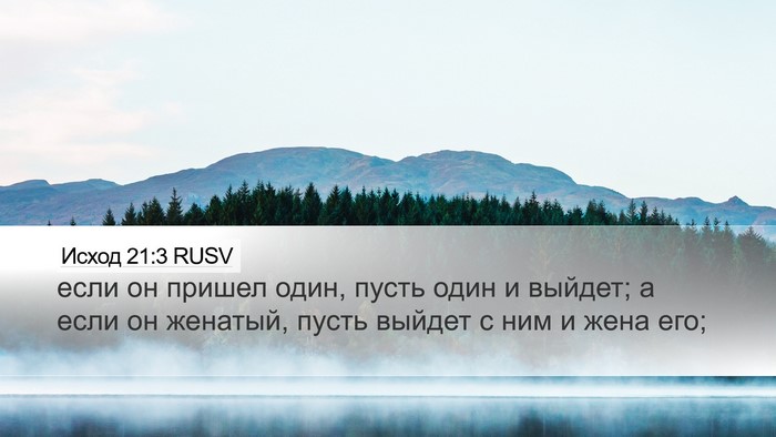 Исход 21:3 RUSV Desktop Wallpaper - если он пришел один, пусть - Desktop Bible Verse Wallpaper