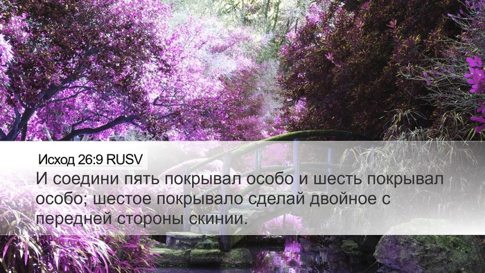 Исход 26:9 RUSV Bible Verse Image