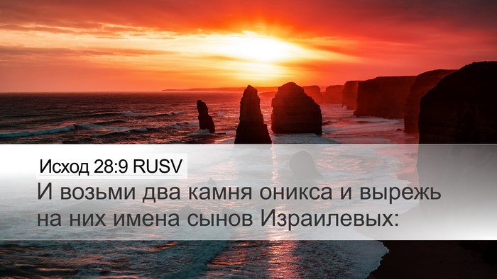 Исход 28:9 RUSV Bible Verse Image