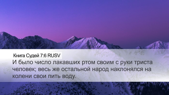 Книга Судей 7:6 RUSV Desktop Wallpaper - И было число лакавших ртом - Desktop Bible Verse Wallpaper