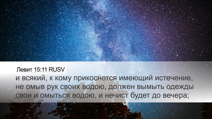 Левит 15:11 RUSV Bible Verse Image