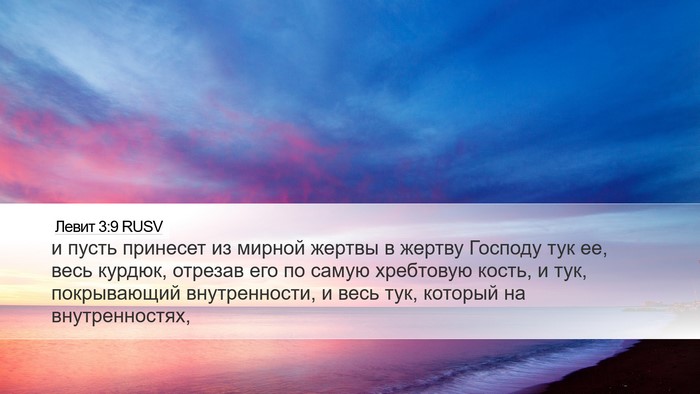 Левит 3:9 RUSV Desktop Wallpaper - и пусть принесет из мирной - Desktop Bible Verse Wallpaper